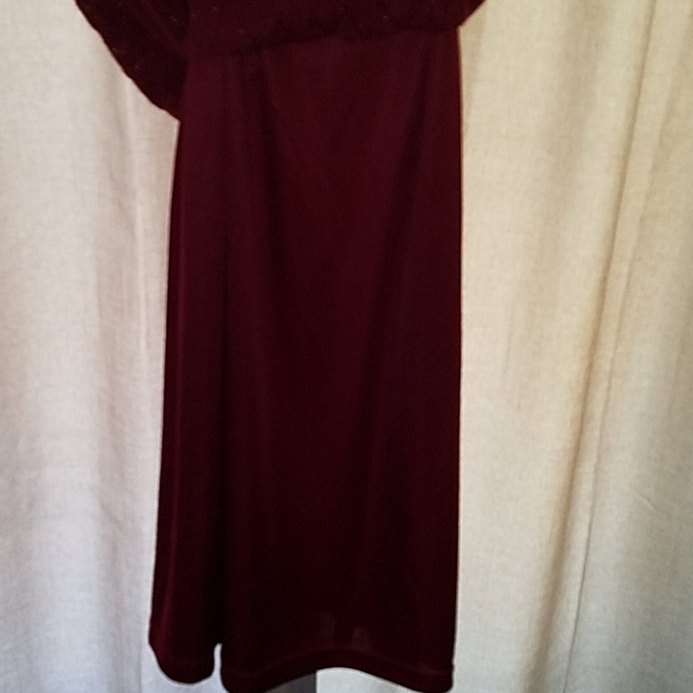 UNIQUE style Dark Red Sparkle Pointelle Sweater dress - Picture 6 of 8